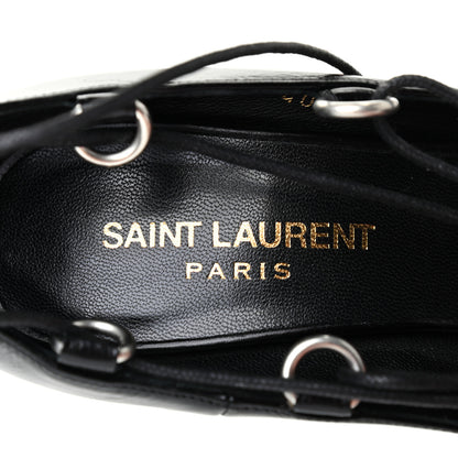 Saint Laurent Shiny Calfskin Paris 105 Lace Up Pumps 35.5 Black 6 of 7