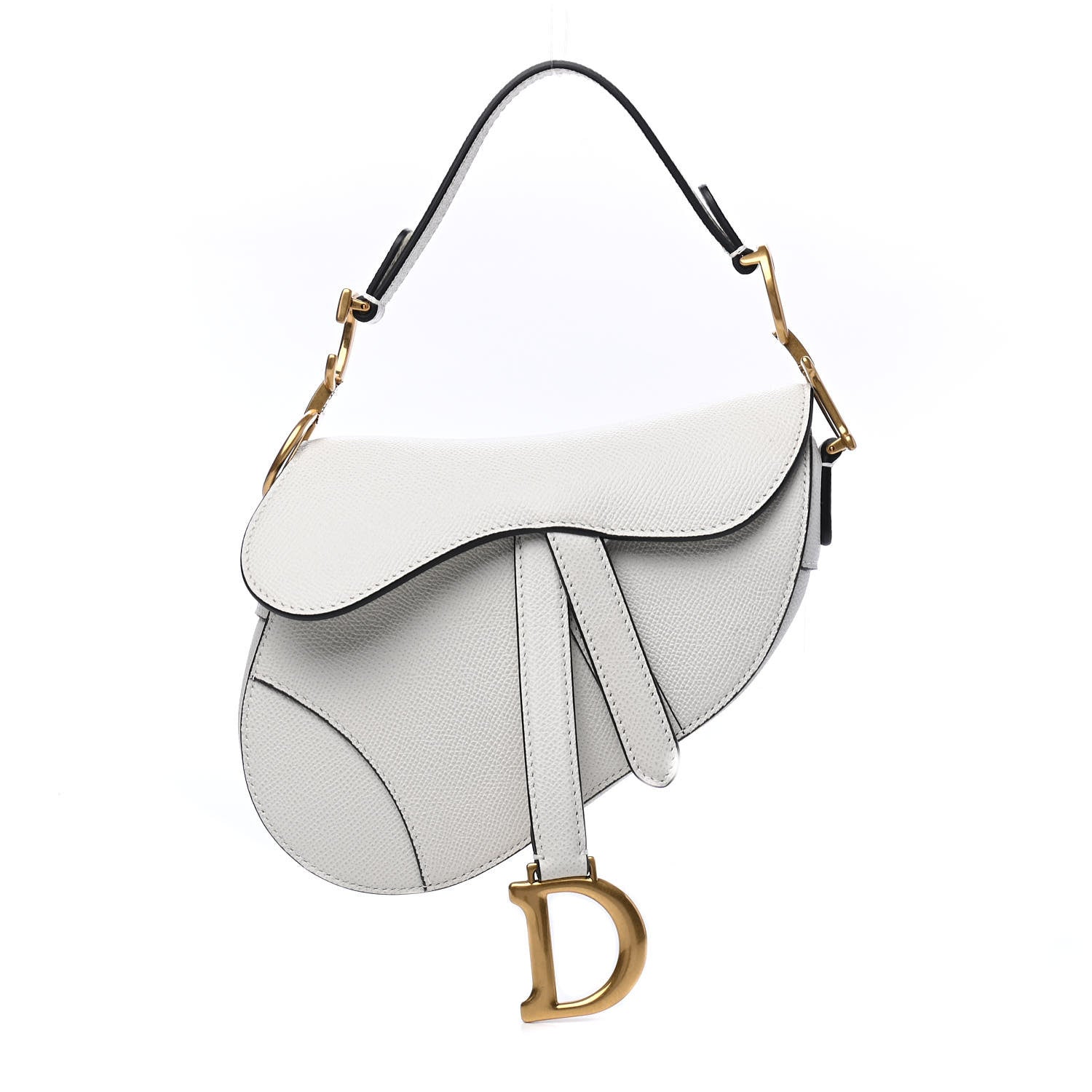 Christian Dior Grained Calfskin Mini Saddle Bag White 1 of 6