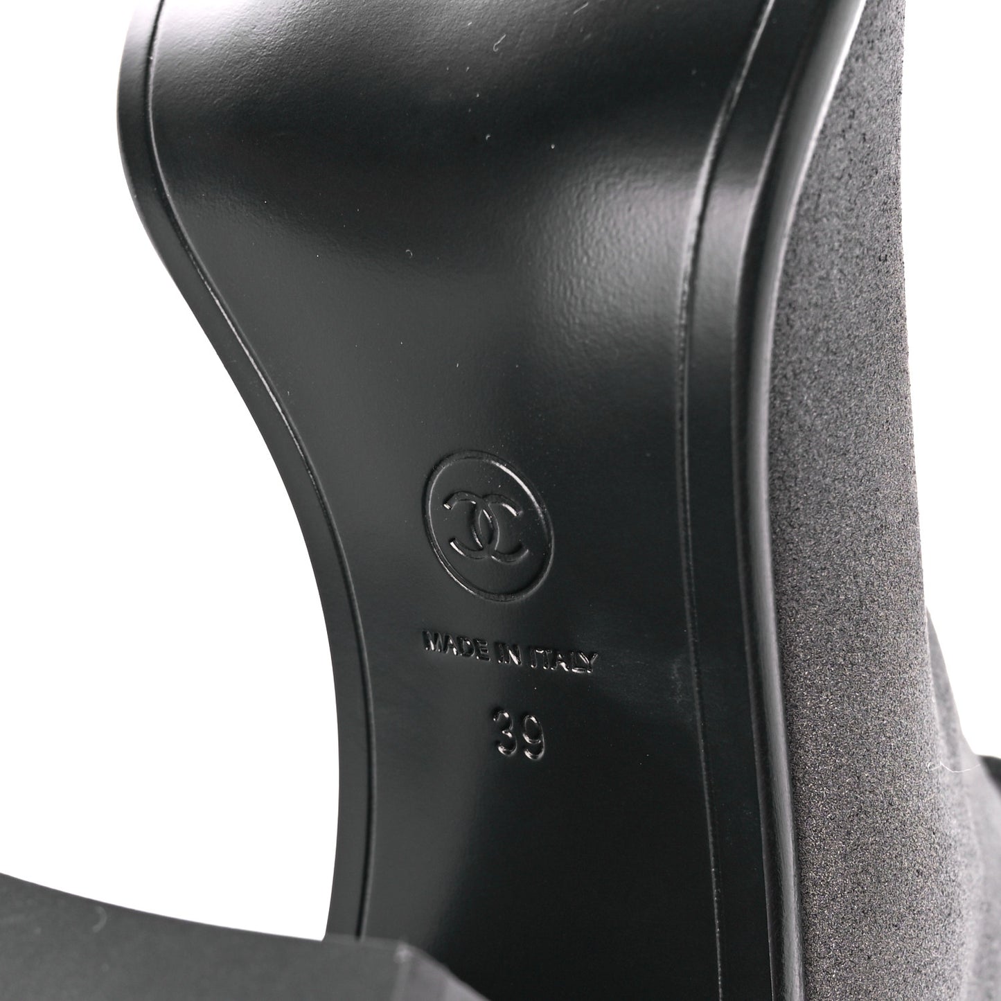 Suede Kidskin Patent Cap Toe Interlocking CC Ankle Boots 39 Dark Silver Black