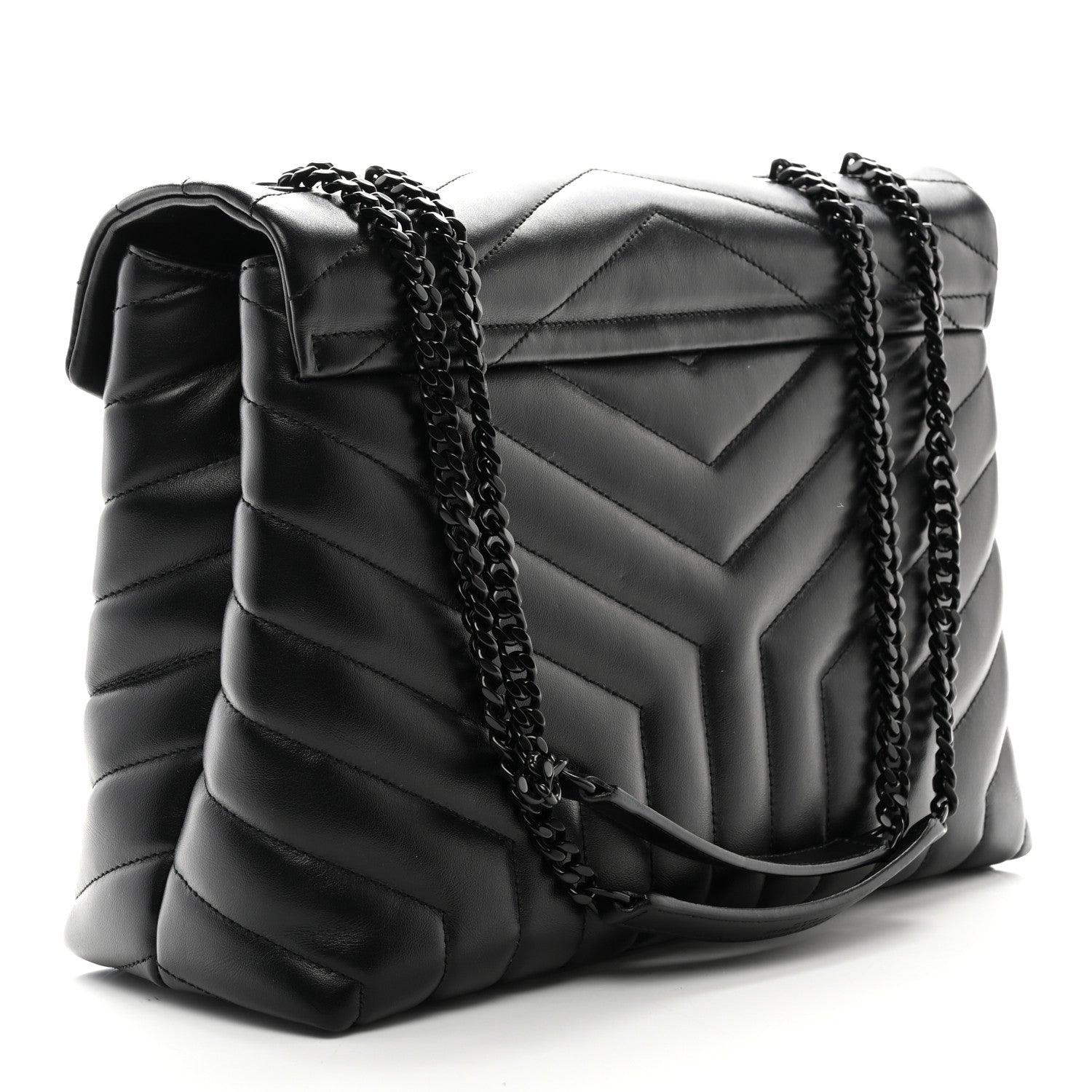 Saint Laurent Calfskin Y Quilted Monogram Monochrome Medium Loulou Chain Satchel Black 3 of 11