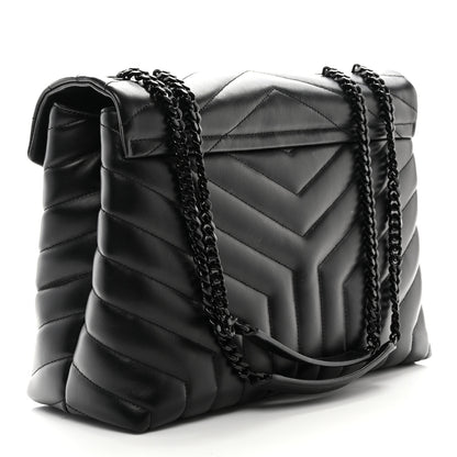 Saint Laurent Calfskin Y Quilted Monogram Monochrome Medium Loulou Chain Satchel Black 3 of 11