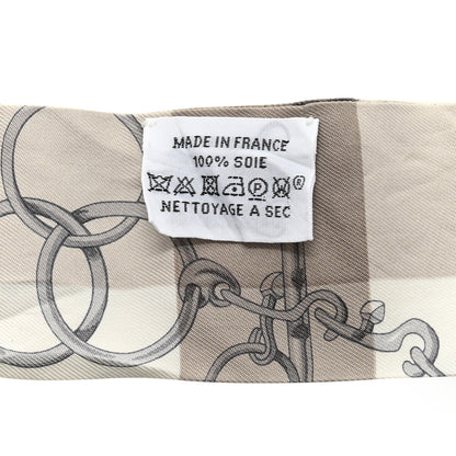 Hermes Silk Mors Et Gourmettes Vichy Twilly Etoupe Jaune Vif White 4 of 6