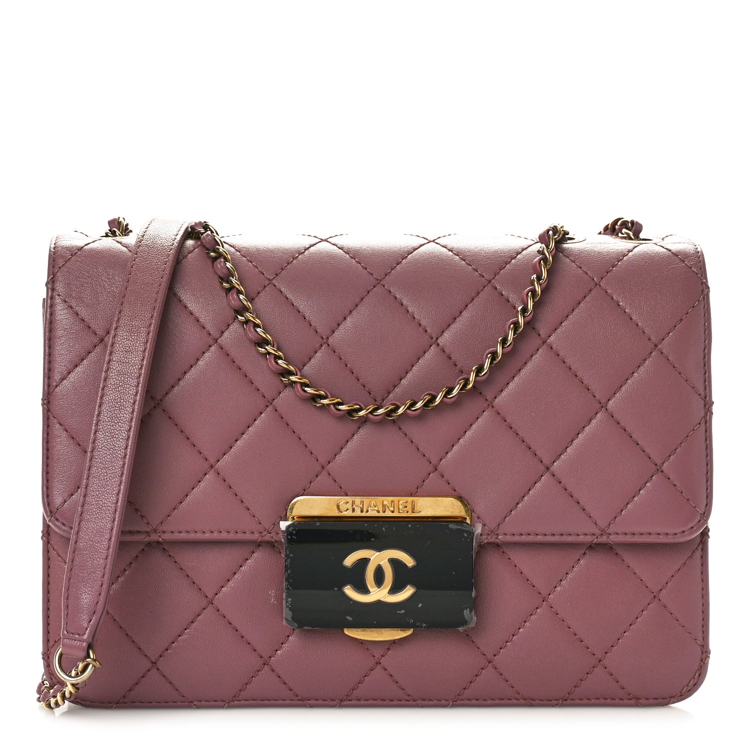 Chanel Sheepskin Quilted Beauty Lock Flap Pink Black 1 of 10
