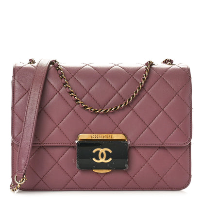 Chanel Sheepskin Quilted Beauty Lock Flap Pink Black 1 of 10