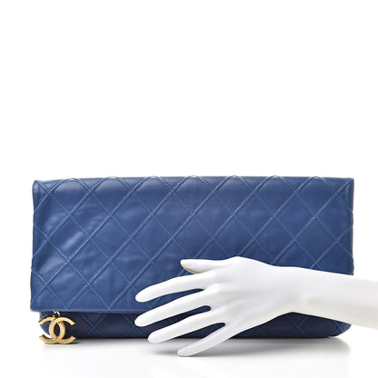 Chanel Calfskin Stitched Thin City Clutch Blue 2 of 9