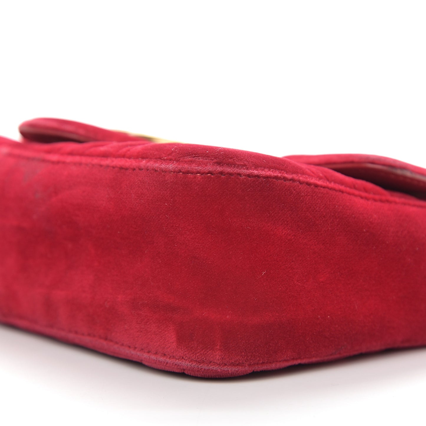 Velvet Matelasse Mini GG Marmont Shoulder Bag Hibiscus Red
