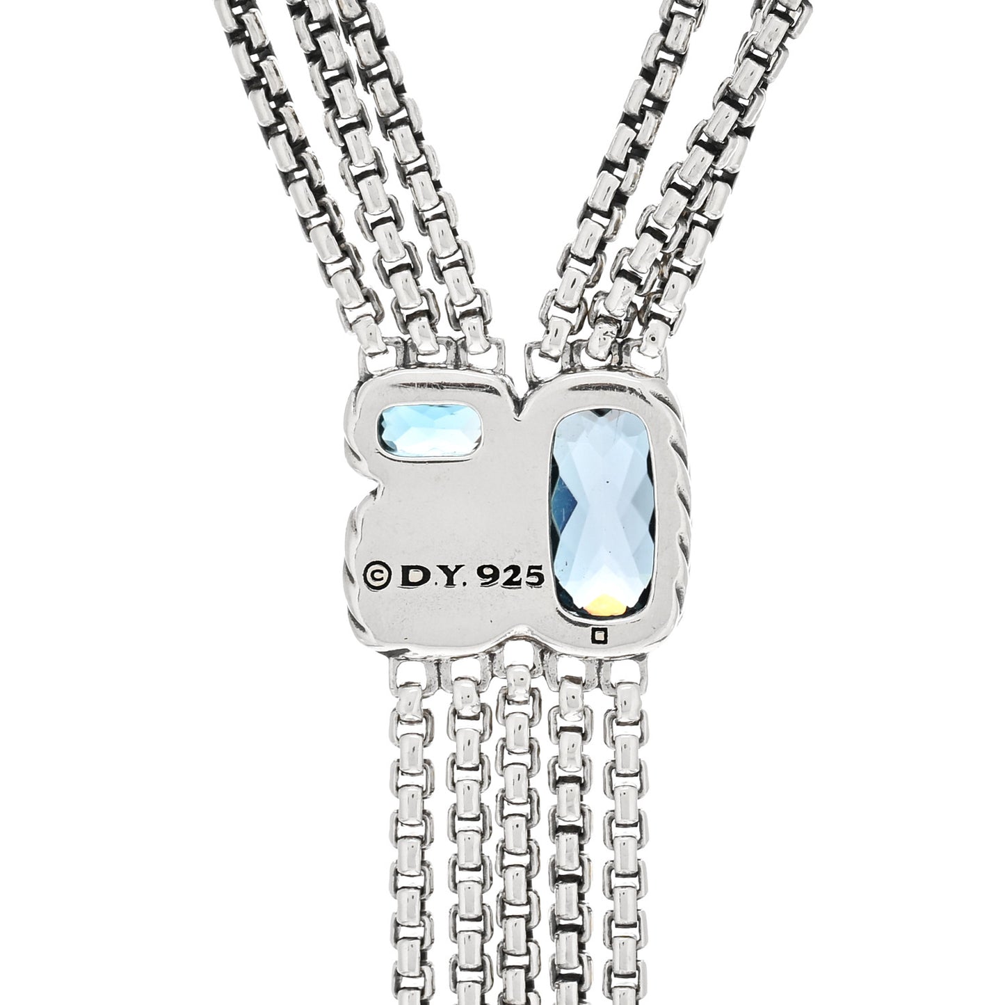 Sterling Silver Blue Topaz Confetti Drop Necklace