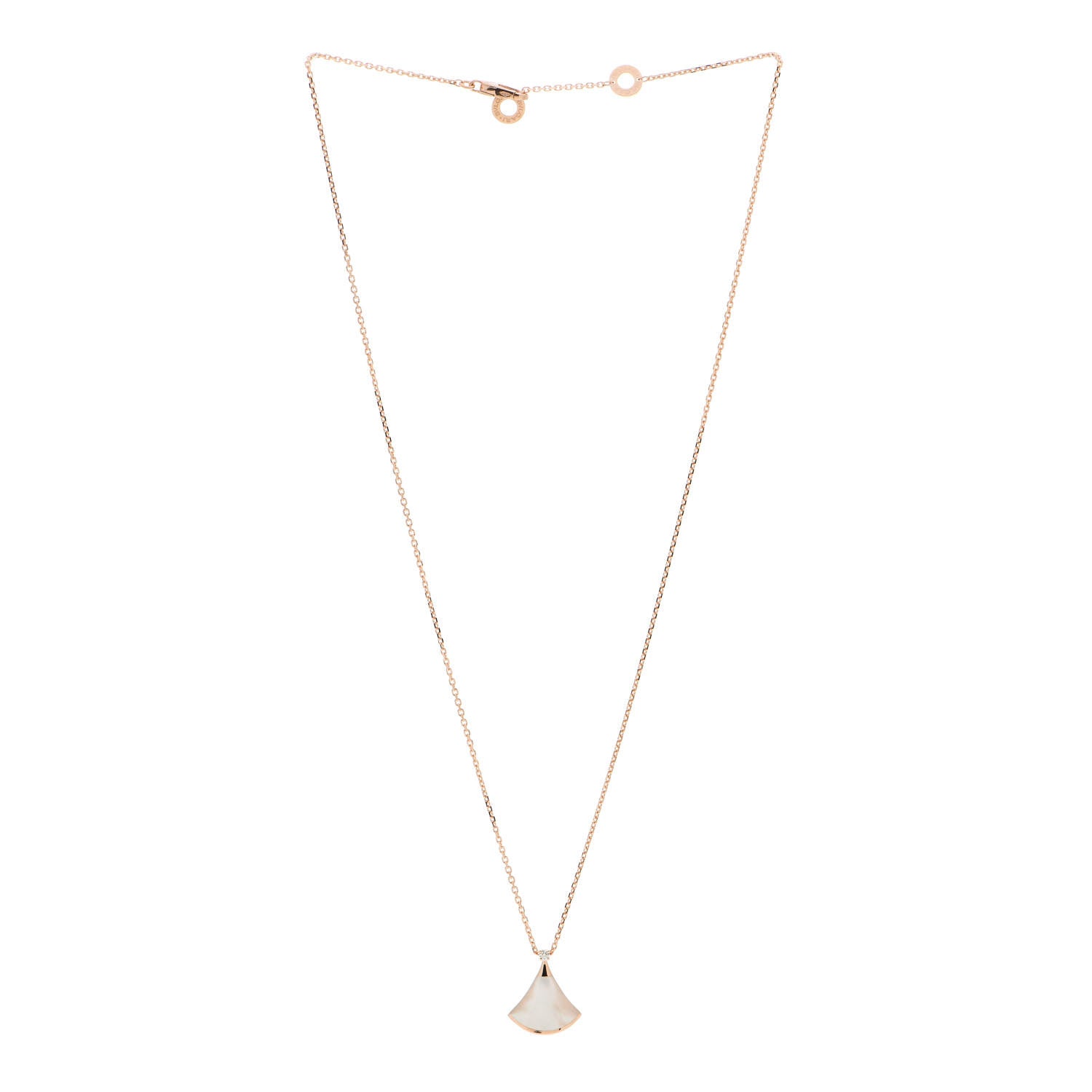 Bulgari 18K Rose Gold Diamond Mother of Pearl Small Divas' Dream Pendant Necklace 2 of 7