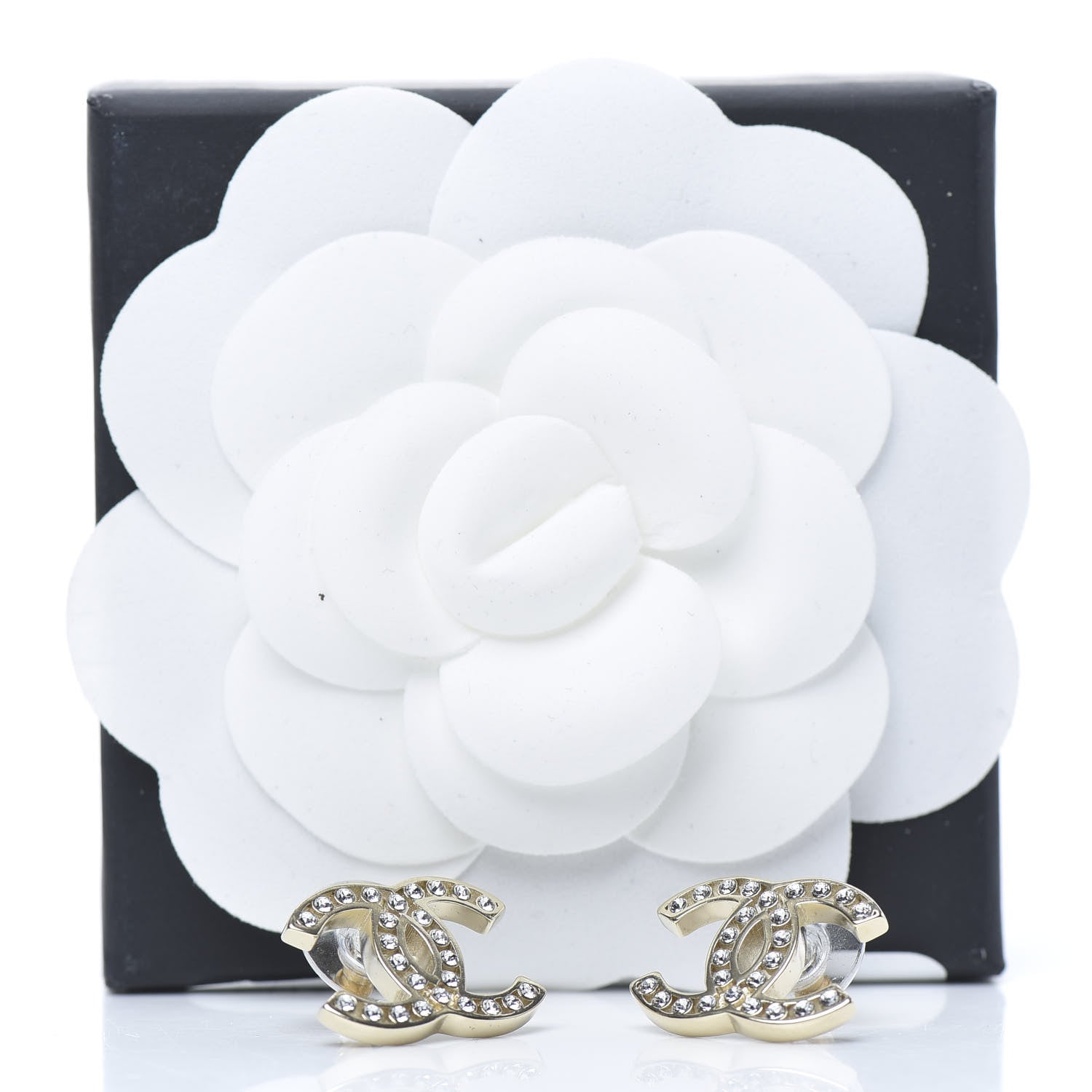 Chanel Crystal CC Large Earrings Gold 5 of 5