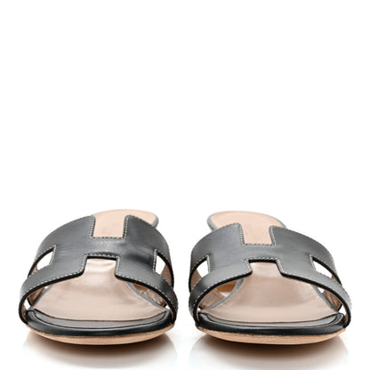 Hermes Calfskin Oasis Sandals 38.5 Black 2 of 12