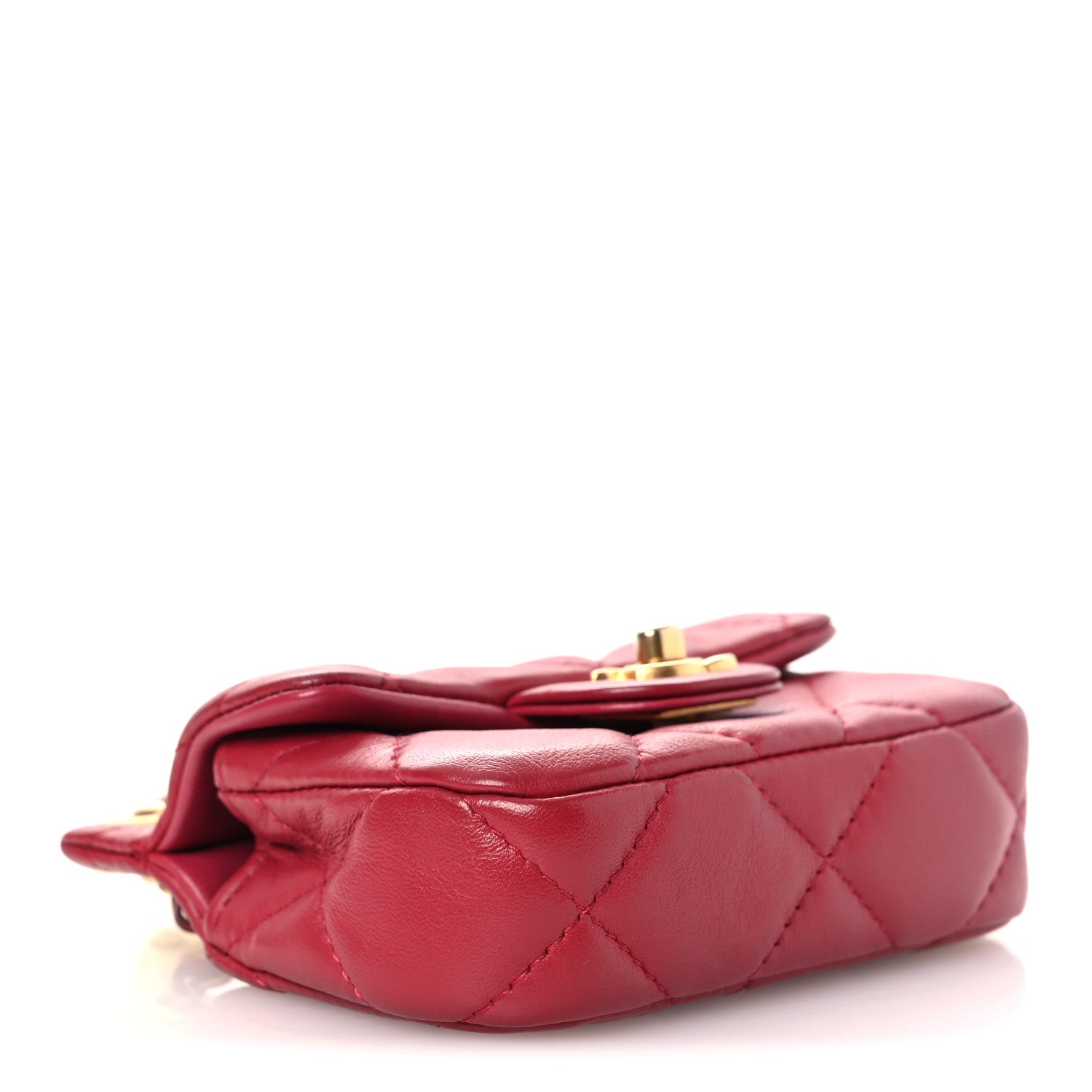 Chanel Calfskin Quilted Lady Handle Flap Card Holder With Chain Dark Pink 4 of 14