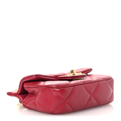 Chanel Calfskin Quilted Lady Handle Flap Card Holder With Chain Dark Pink 4 of 14