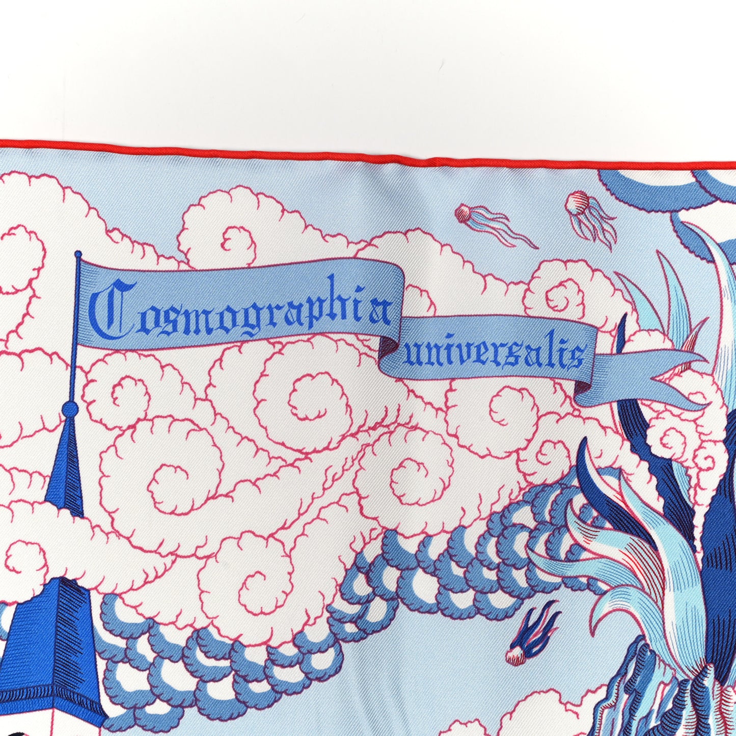 Silk Cosmographia Universalis Scarf 90 Ciel White Rouge