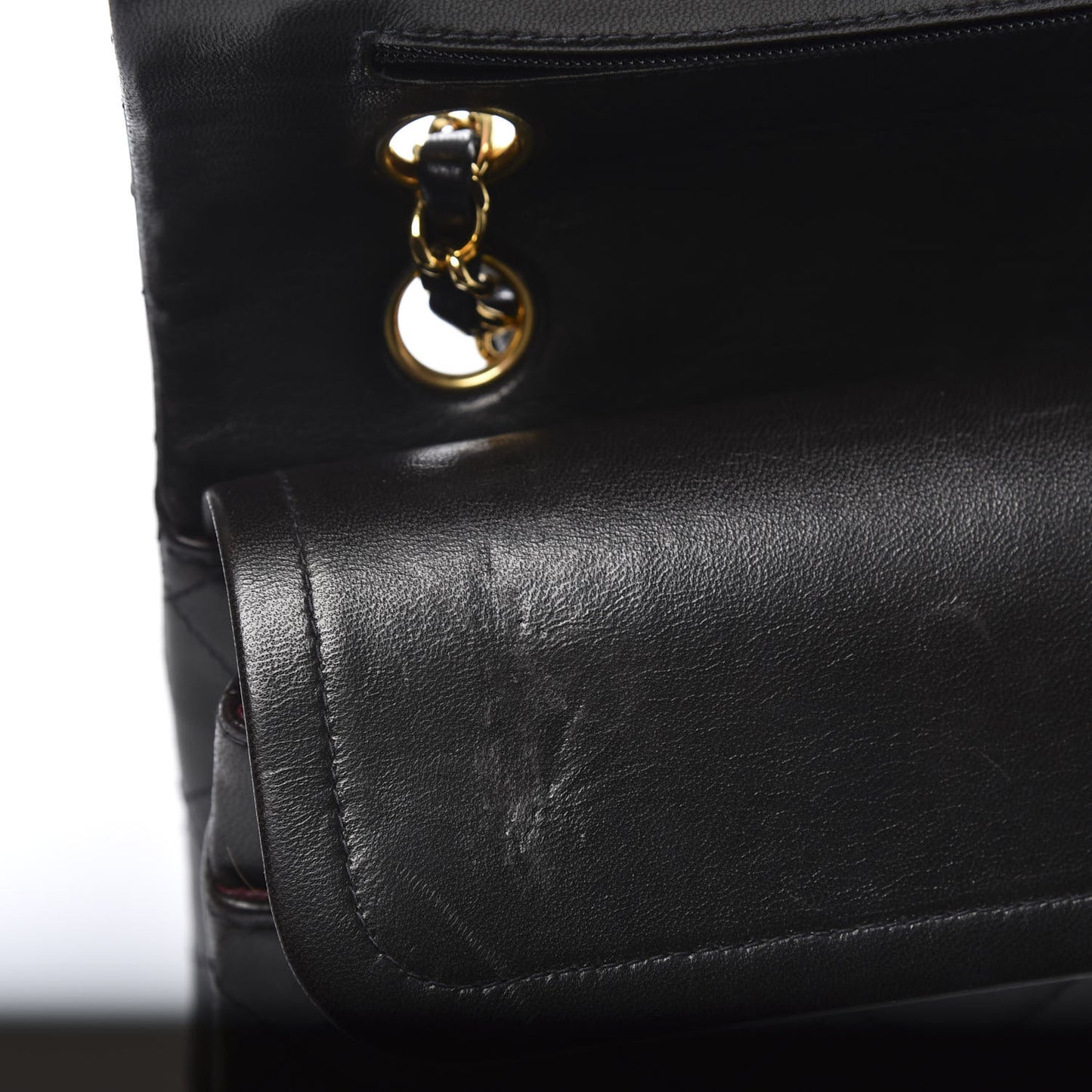 Lambskin Quilted Medium Double Flap Black