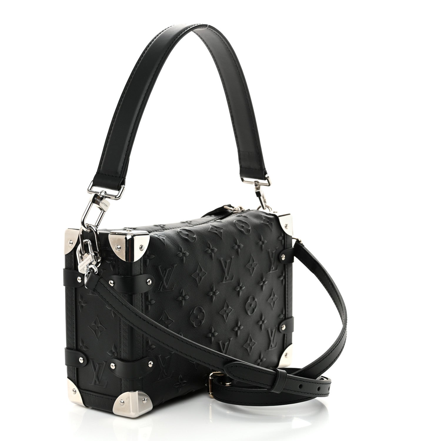 Louis Vuitton Calfskin Debossed Monogram Side Trunk Black 3 of 9