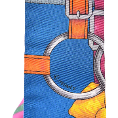 Hermes Silk Grand Manege Twilly Cobalt Violet Emeraude 4 of 5