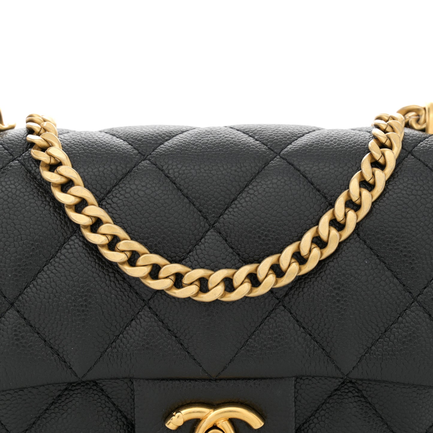 Caviar Quilted Mini Sweetheart Rectangular Flap Black