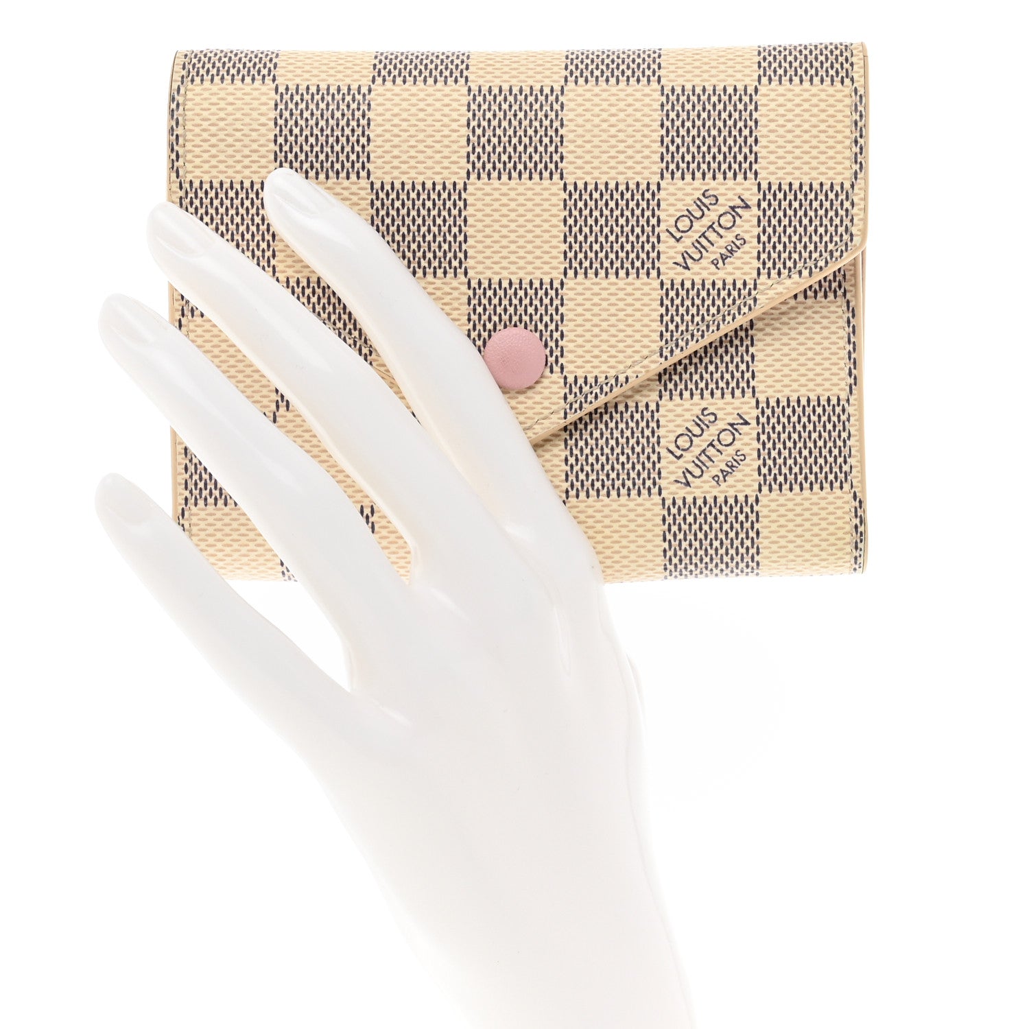 Louis Vuitton Damier Azur Victorine Wallet Rose Ballerine 2 of 8