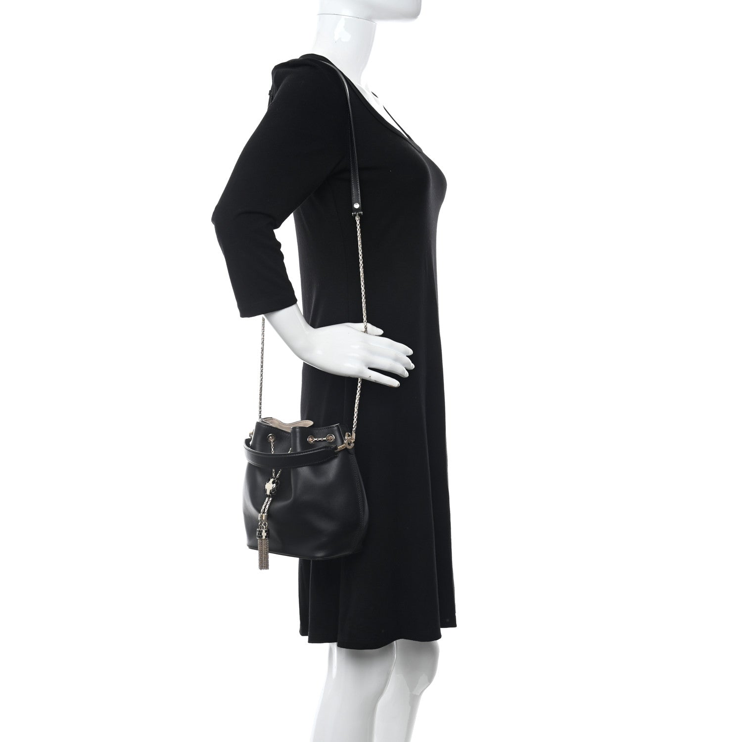 Bulgari Calfskin Serpenti Forever Bucket Bag Black 2 of 13