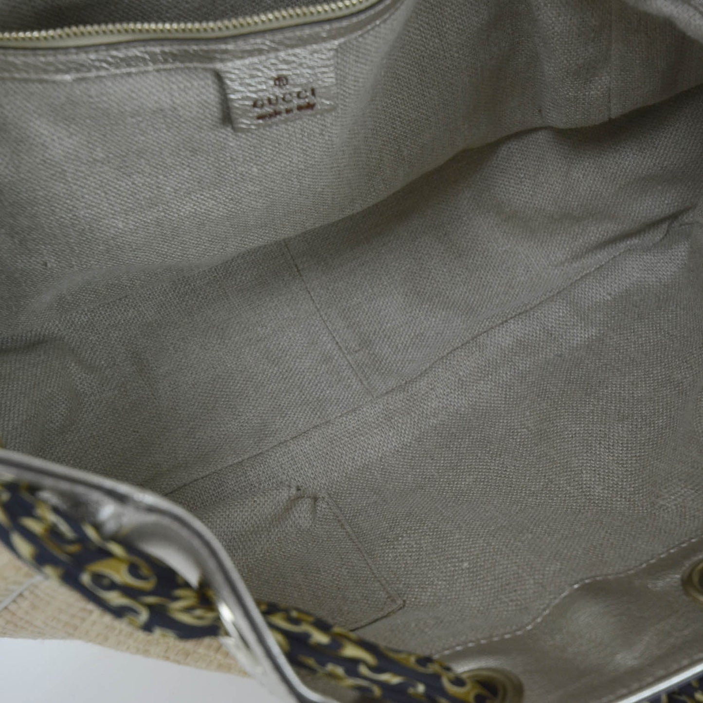 Natural Straw Leather Positano Tote Metallic