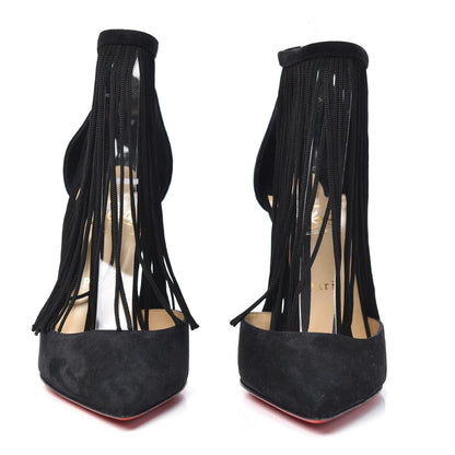 Christian Louboutin Veau Velours Fringe Courtain 100 Pumps 39.5 Black 2 of 7
