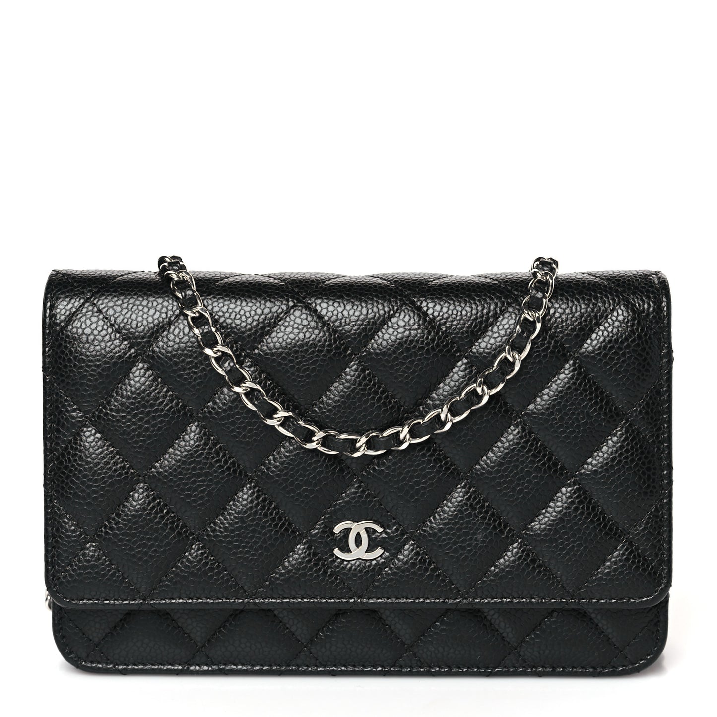 Caviar Quilted Wallet on Chain WOC Black
