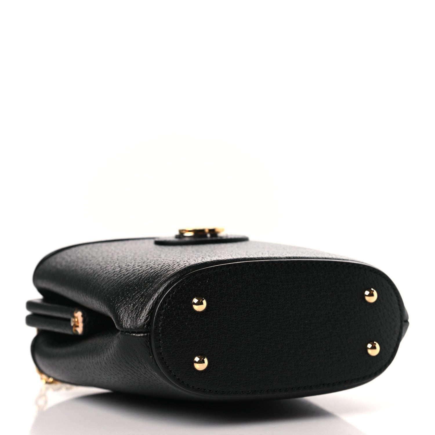 Gucci Textured Dollar Calfskin Bamboo Mini Marina Bucket Bag Black 4 of 9