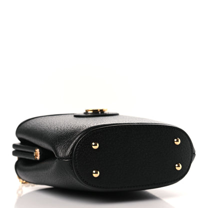 Gucci Textured Dollar Calfskin Bamboo Mini Marina Bucket Bag Black 4 of 9