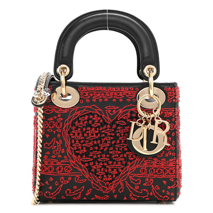Christian Dior Smooth Calfskin Embroidered Heart Mini Lady Dior Black 1 of 9