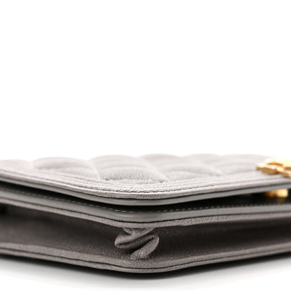 Chanel Caviar Quilted Boy Wallet On Chain WOC Grey 9 of 11