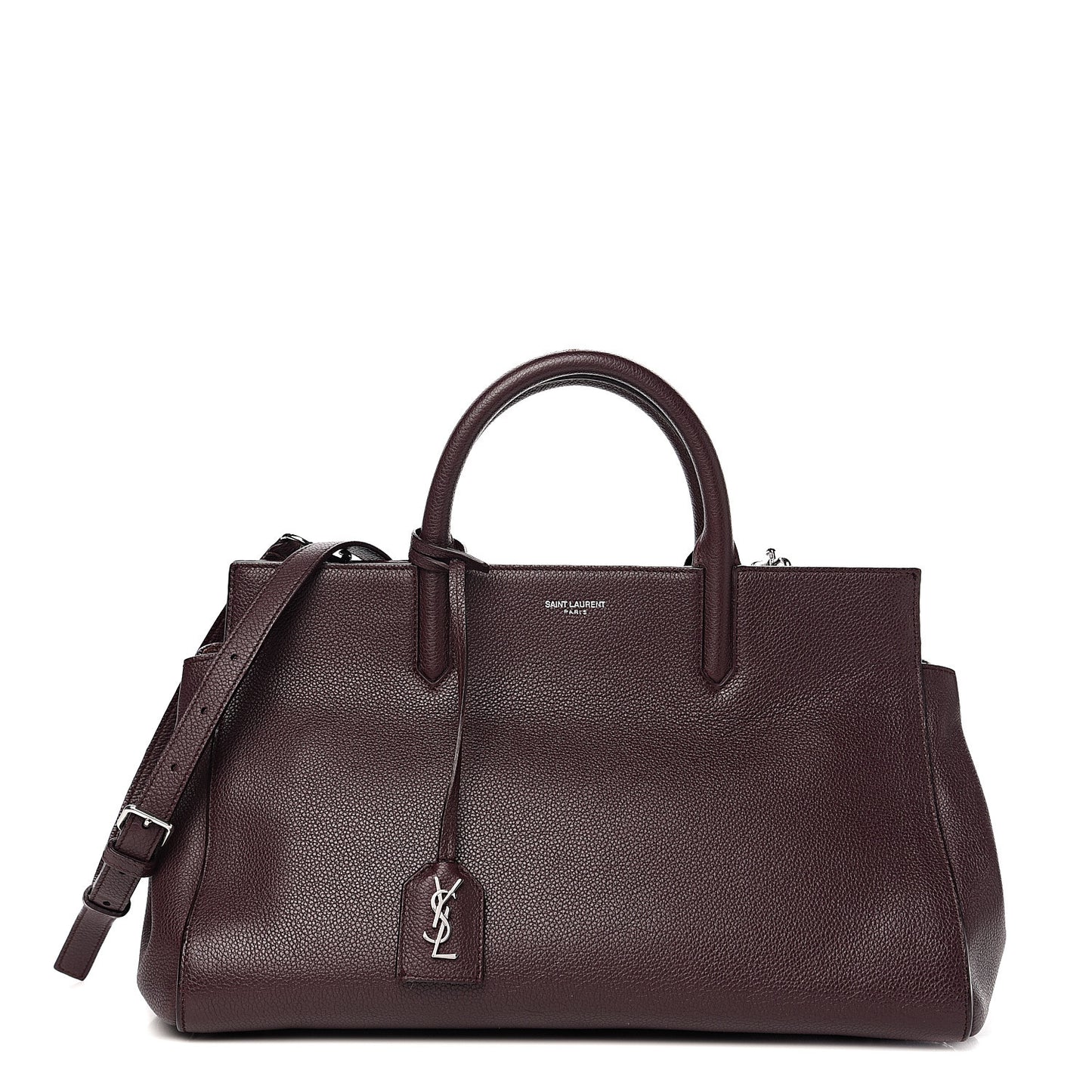 Grained Calfskin Small Cabas Rive Gauche Amaranto