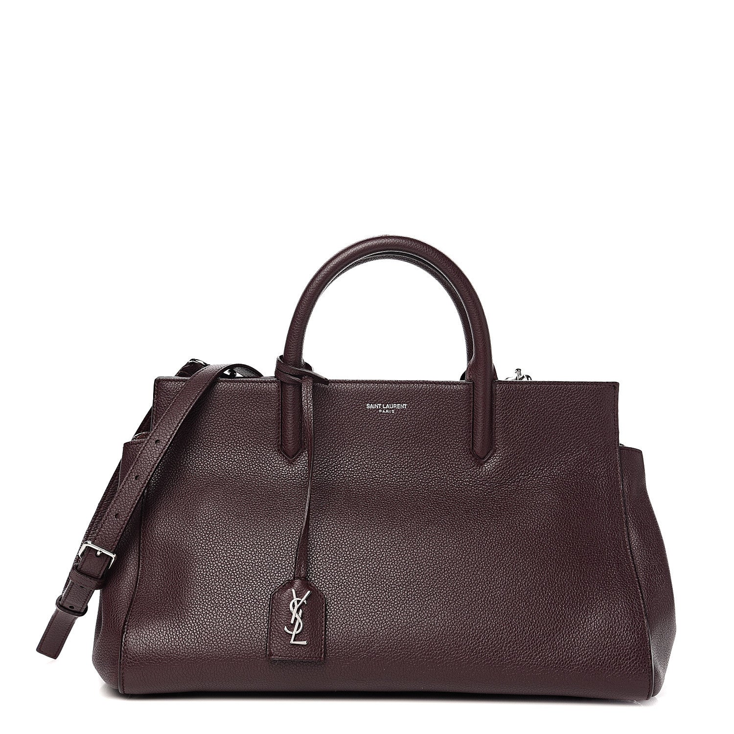 Saint Laurent Grained Calfskin Small Cabas Rive Gauche Amaranto 1 of 10