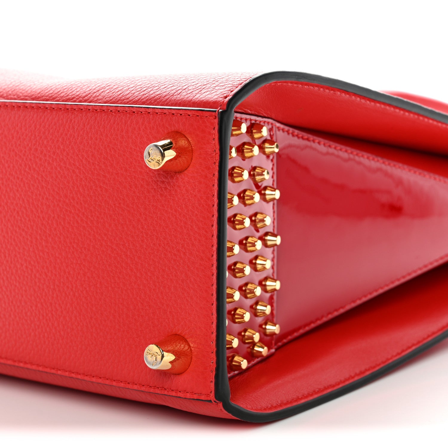 Christian Louboutin Calfskin Patent Studded Small Paloma Red 10 of 11