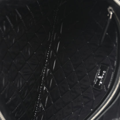 Chanel Striped Canvas Large Deauville Pouch Clutch Black 5 of 9