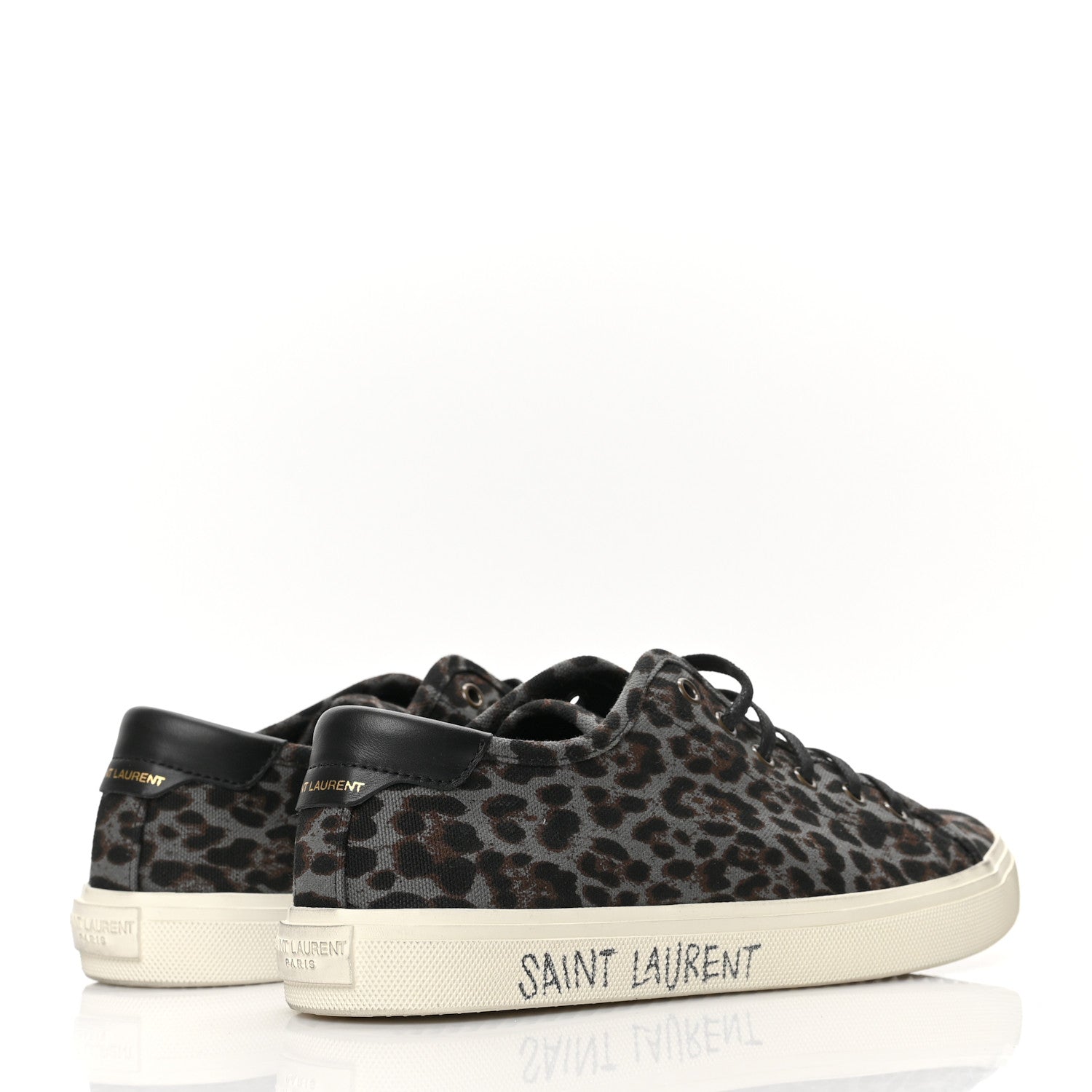 Saint Laurent Canvas Leopard Print Malibu Low Top Sneaker 40 Black 4 of 7