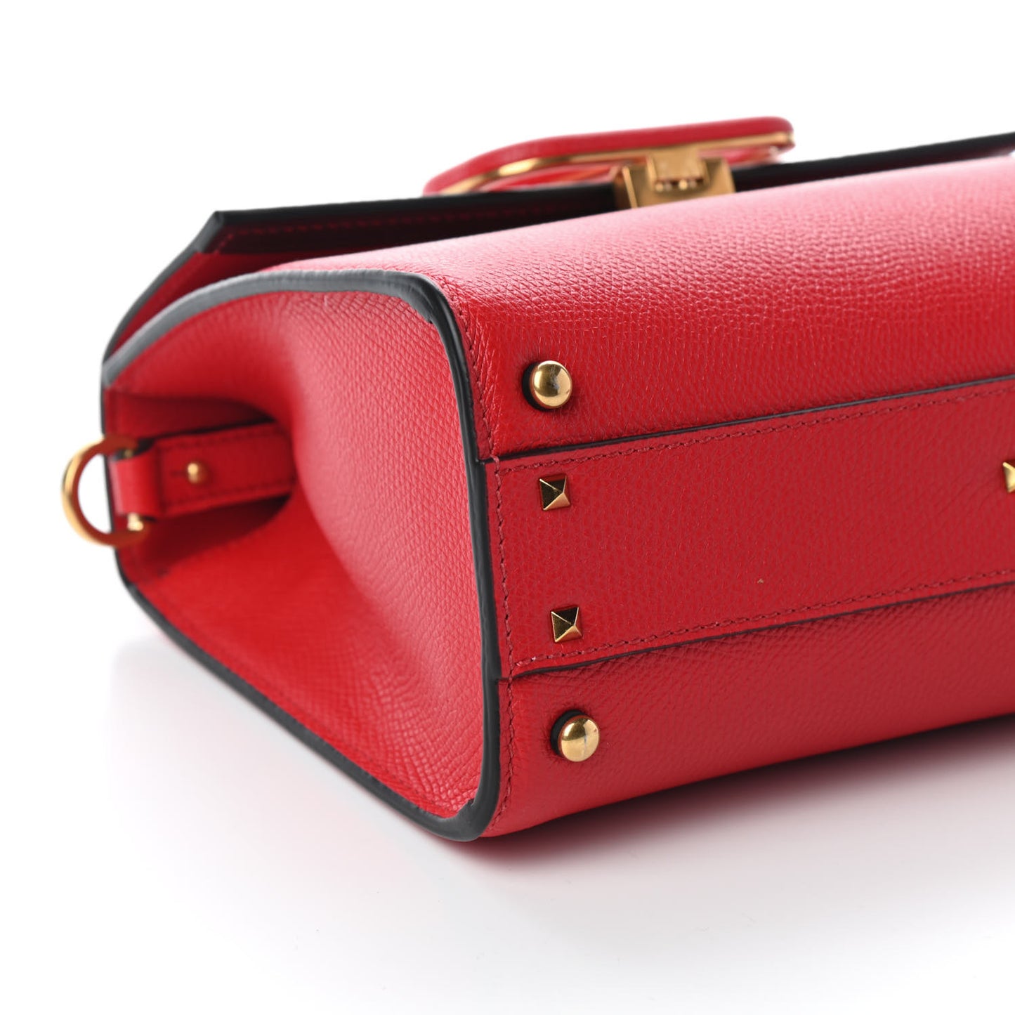 Grainy Calfskin Small VSling Top Handle Bag Rouge Pur Cerise