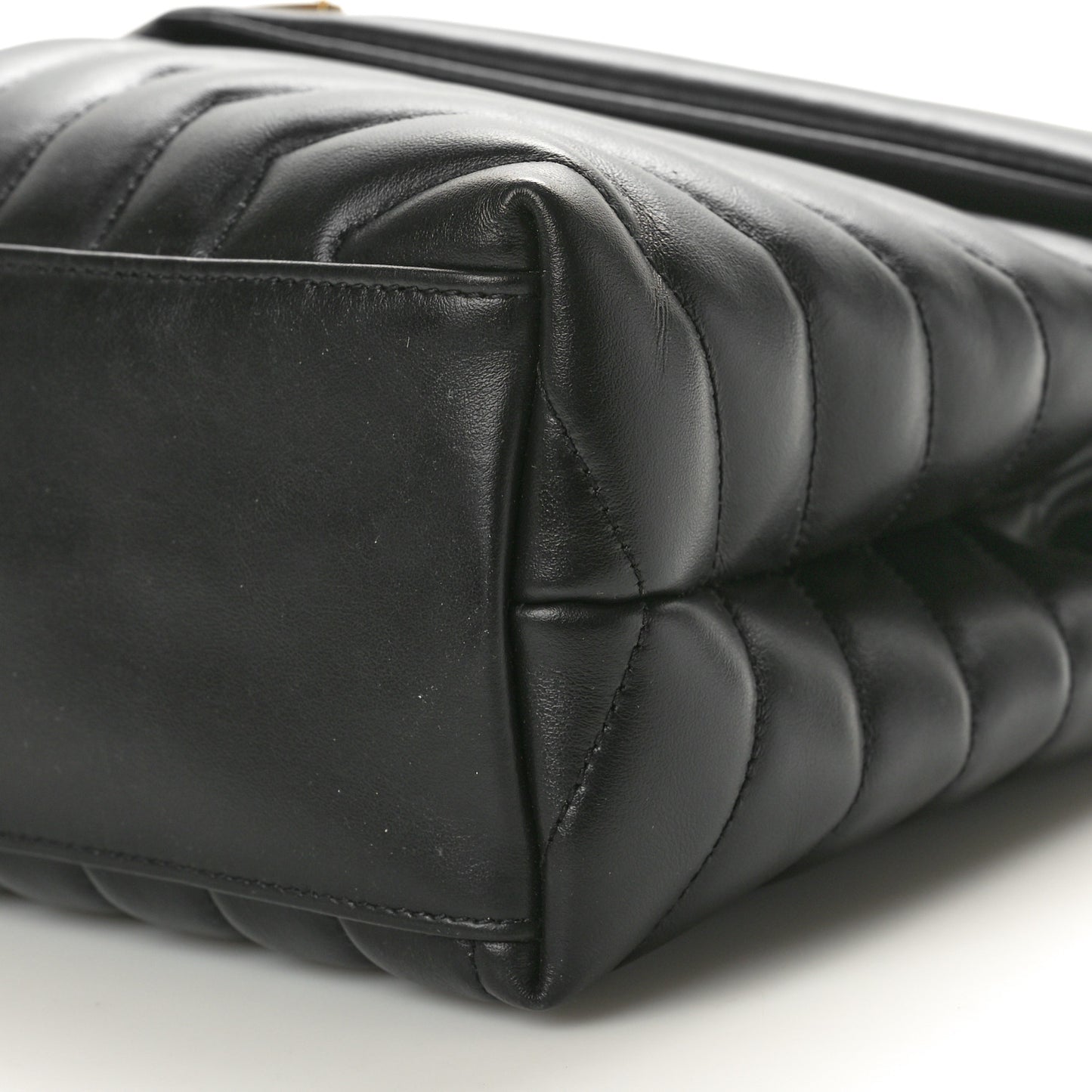 Calfskin Y Quilted Monogram Medium Loulou Chain Satchel Black