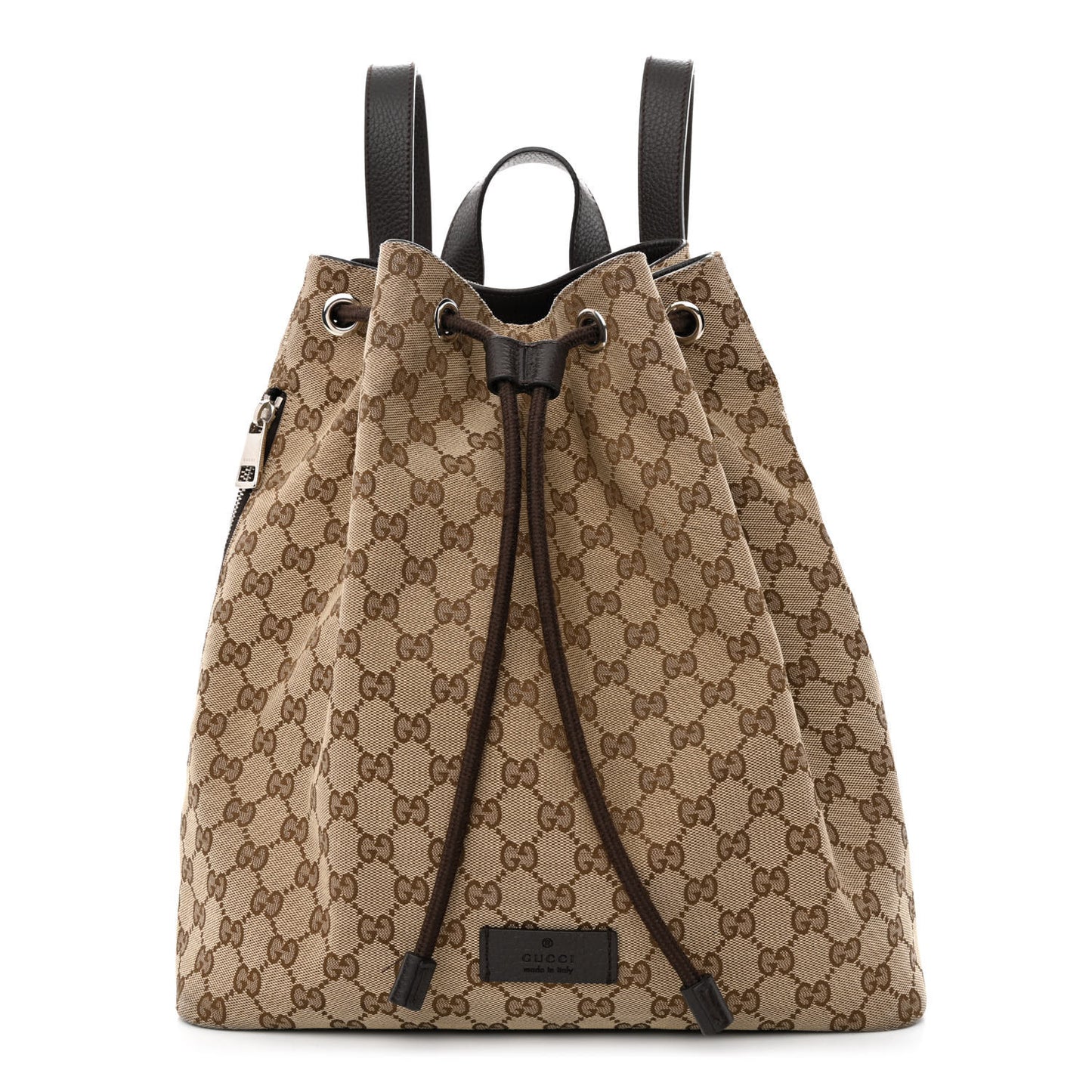 Monogram Dollar Calfskin O Drawstring Backpack Beige Ebony Testa di Moro Dark Chocolate