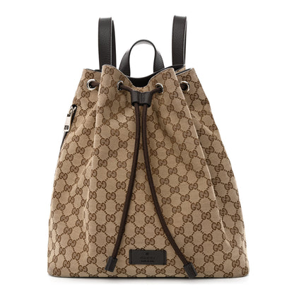 Gucci Monogram Dollar Calfskin O Drawstring Backpack Beige Ebony Testa di Moro Dark Chocolate 1 of 13