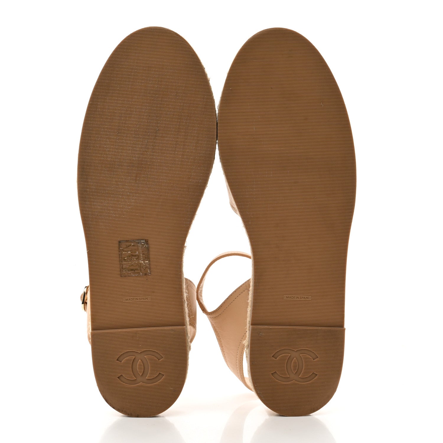 Chanel Lambskin Cap Toe CC Espadrille Sandals 39 Beige Black 5 of 8