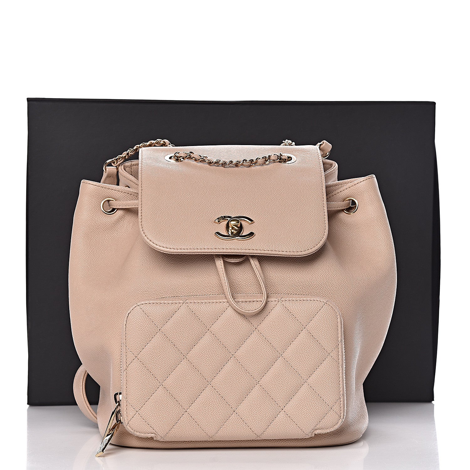 Chanel Caviar Quilted Business Affinity Backpack Beige 19 of 19