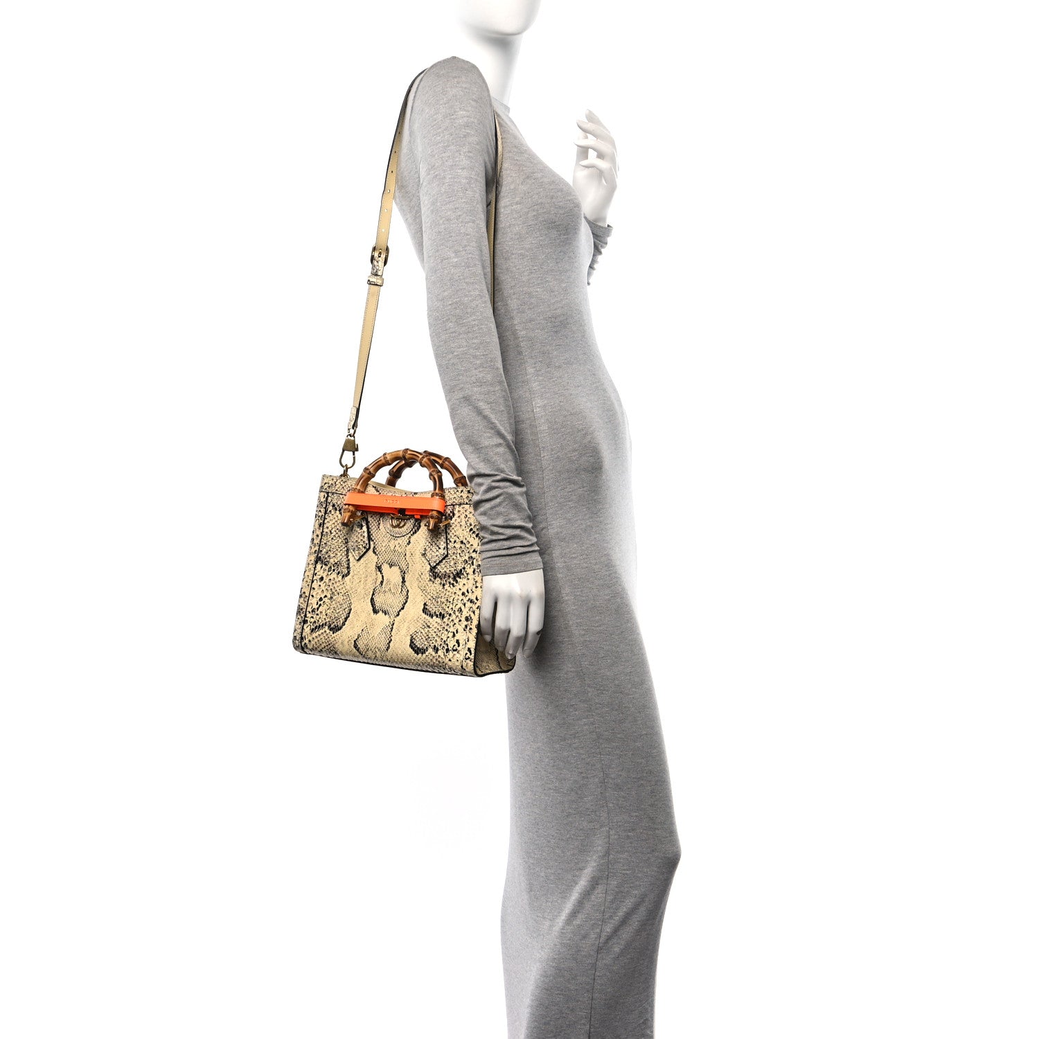 Gucci Snakeskin Small Diana Tote Bag Natural 2 of 13