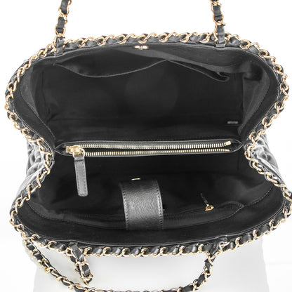 Chanel Calfskin Quilted Small Chain Me Tote Black 5 of 7