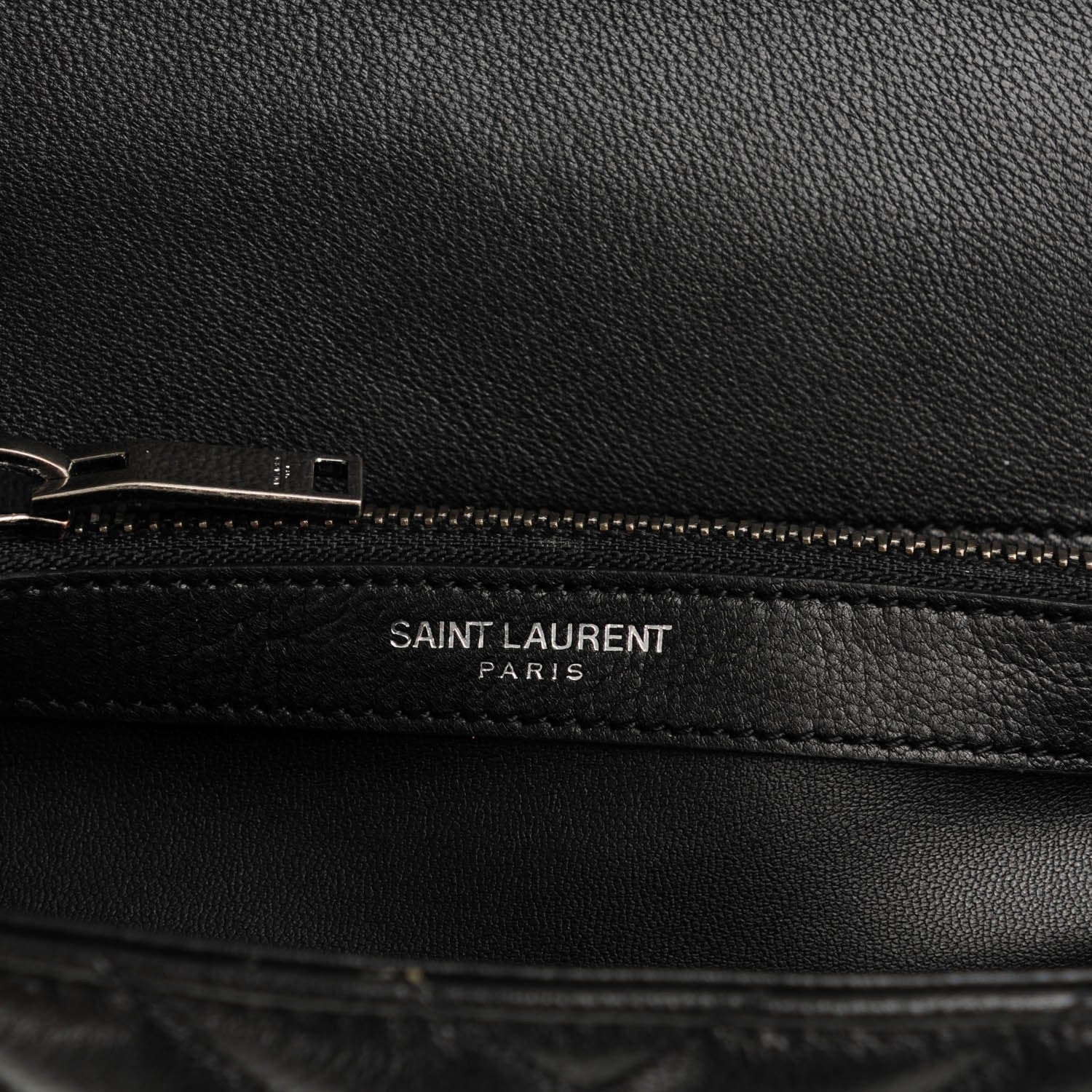 Saint Laurent Sheepskin Matelasse Chevron Monogram Medium College Bag Black 6 of 7