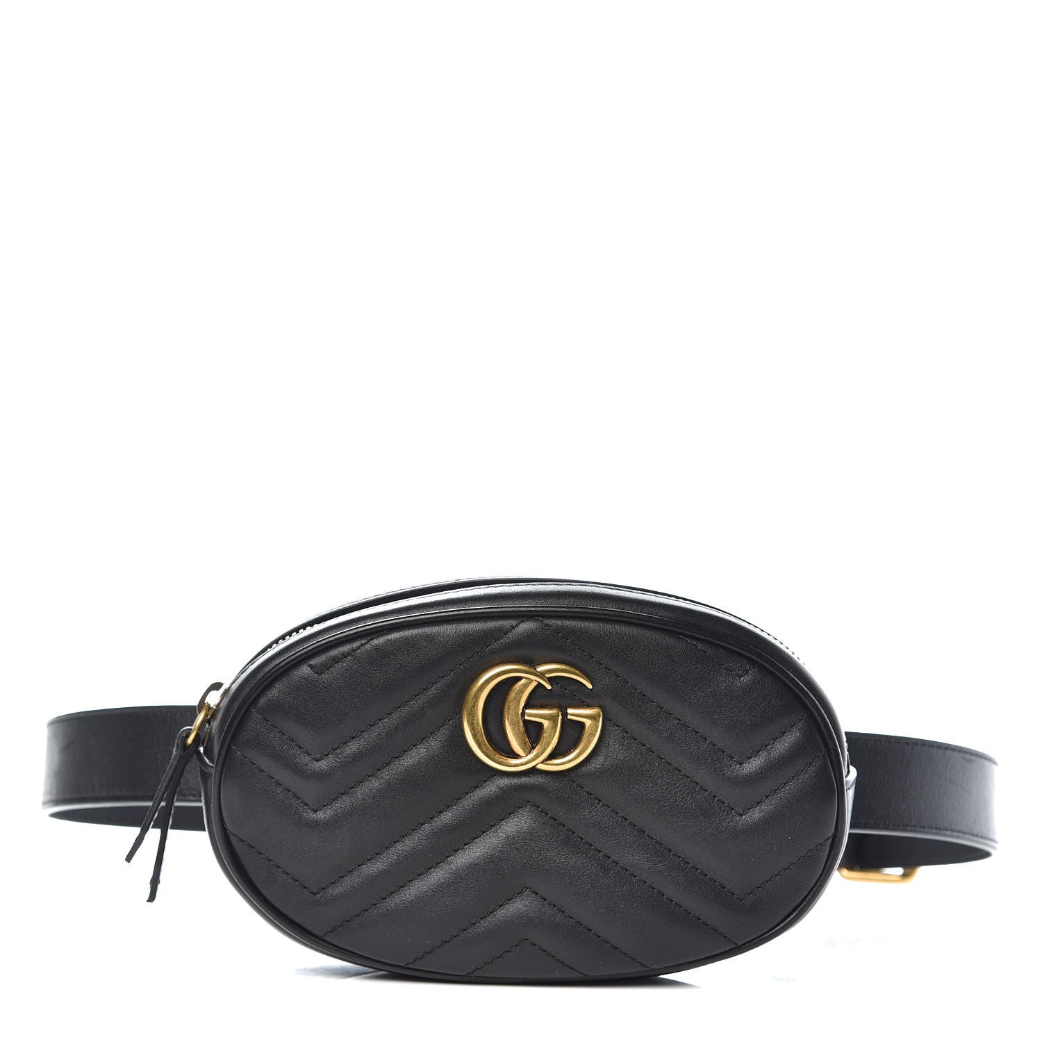 Gucci Calfskin Matelasse GG Marmont Belt Bag 85 34 Black 1 of 12