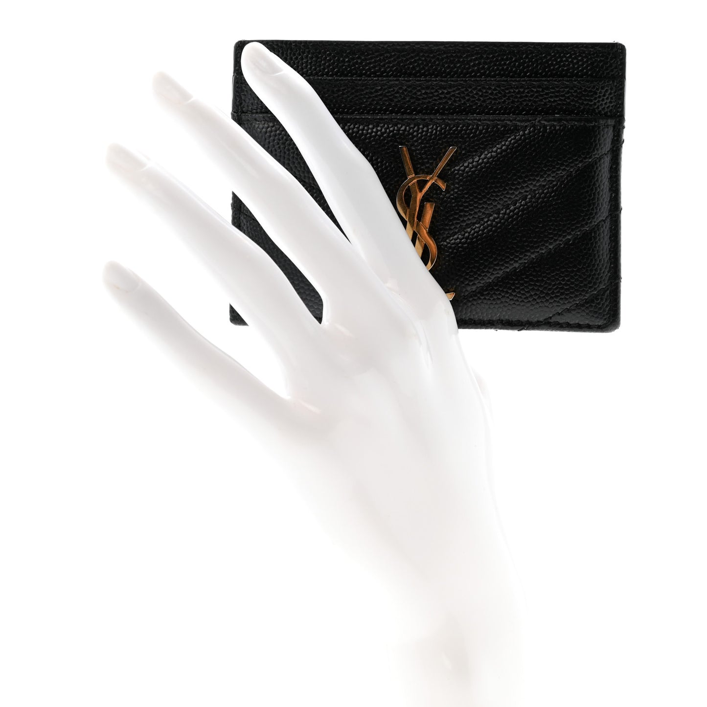 Grain De Poudre Matelasse Chevron Monogram Credit Card Case Black