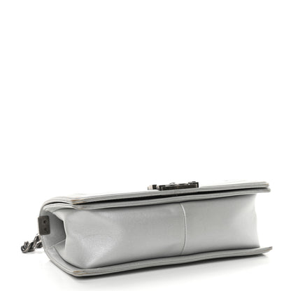 Chanel Metallic Calfskin Quilted Medium Boy Flap Silver 4 of 9