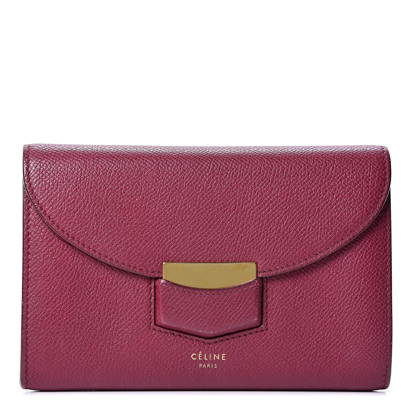 Grained Calfskin Medium Trotteur Multifunction Flap Wallet Plum