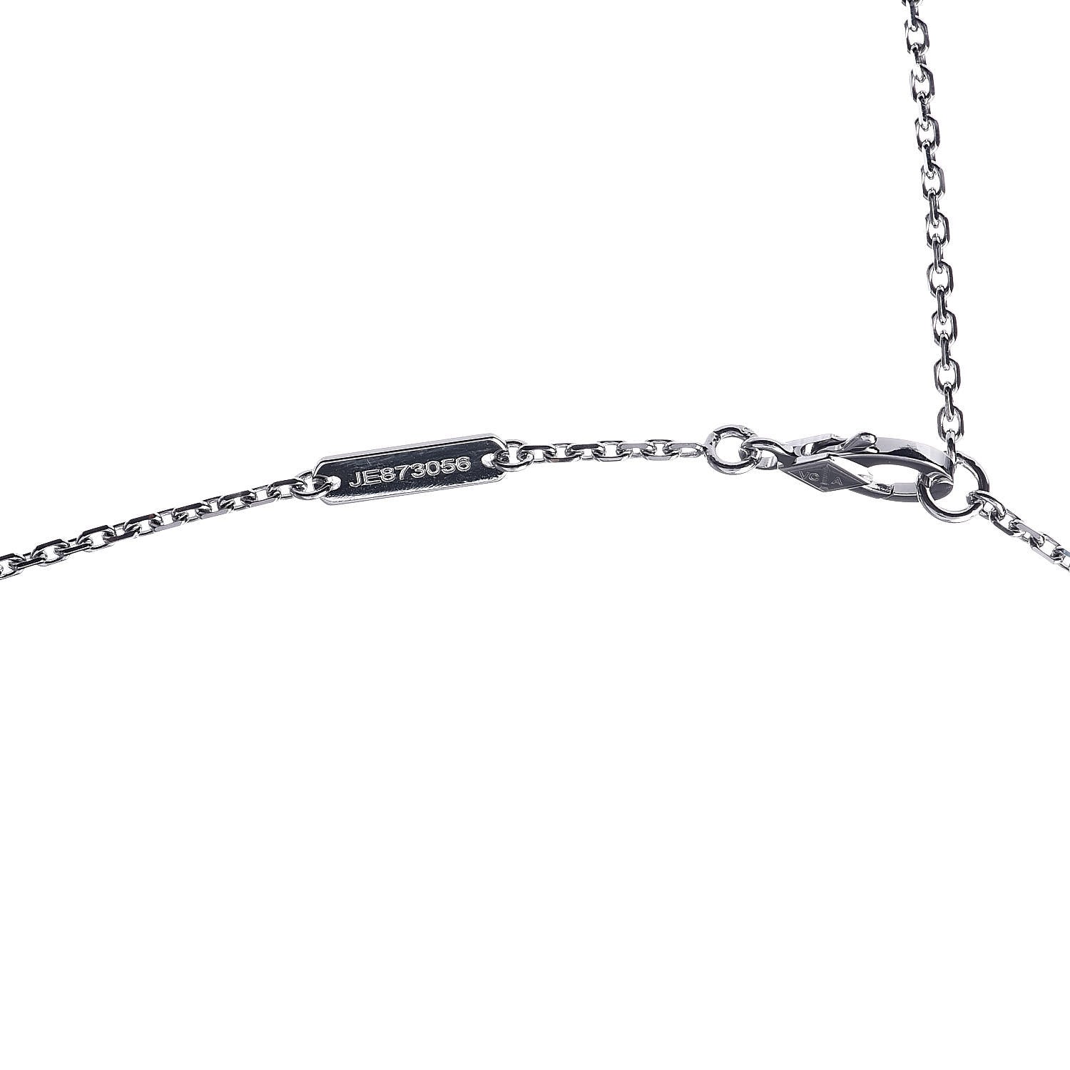 Van Cleef & Arpels 18K White Gold Chalcedony Vintage Alhambra Pendant Necklace 4 of 6