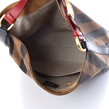 Fendi Pequin Cuoio Vegetale Large Hobo Tobacco Rosso Black 5 of 11